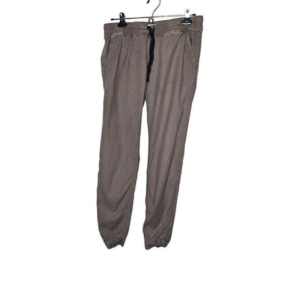 Hudson Addison Drawstring Jogger Pants Pull on Linen Viscose Blend Brown sz S - Picture 1 of 12